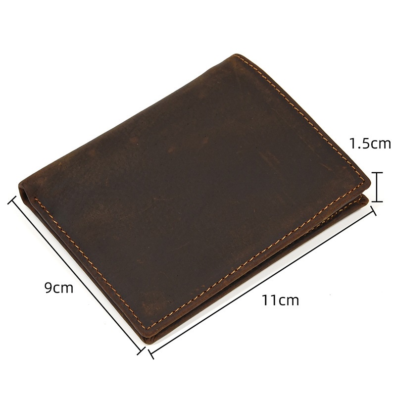 Ví nam da bò sáp ngựa điên, ví nam nhỏ gọn Louie Store size 11*9 - V6096