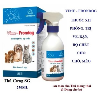 Chai xịt Vime-Frondog diệt ve,rận,bọ chét chó mèo 250ml