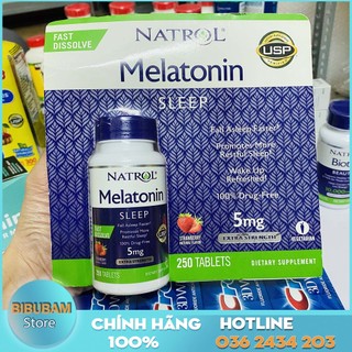 Melatonin sleep hổ trợ cải thiện giấc ngủ, viên ngậm vị dâu, hộp 5mg 250v của mỹ