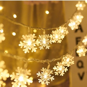 Dây đèn led hình bông tuyết 4m 20 bóng xinh xắn dùng trang trí lễ giáng sinh, dây đèn kiểu bông tuyết trang trí noen