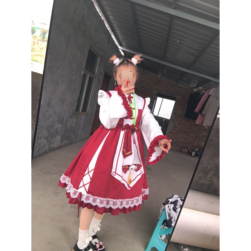 Đầm OP lolita váy babydoll đỏ