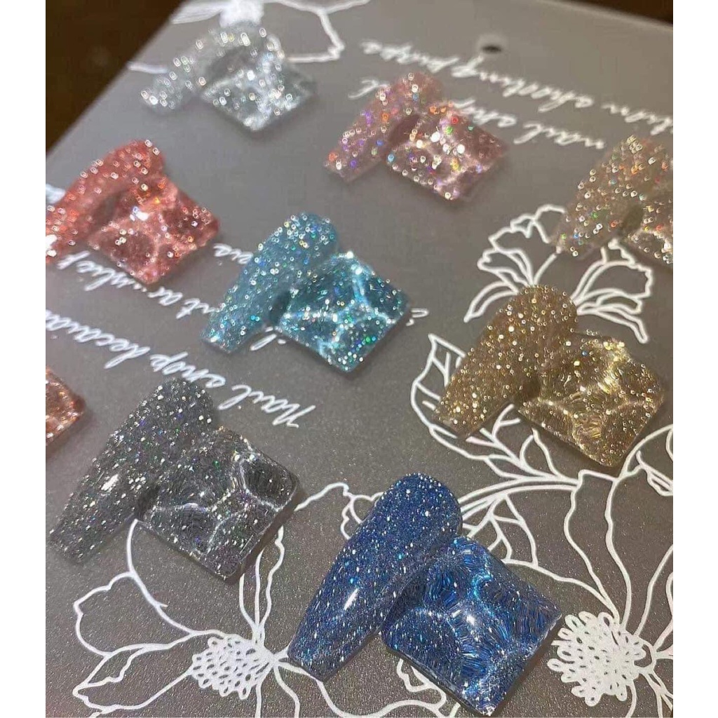 Sét Sơn Gel Nhũ Flash,gel Nhũ Veedeni 9 Màu Siêu Sáng, Tặng Bảng Màu Không Sơn Sẵn