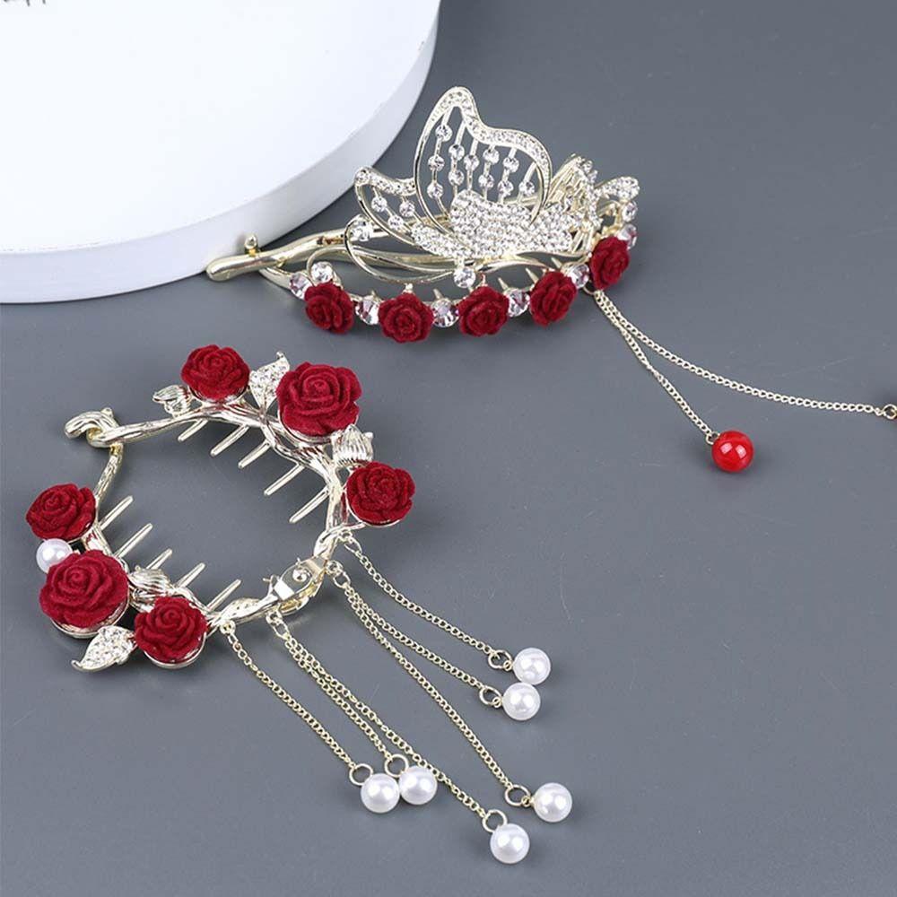Kẹp Tóc Hoa Hồng Nhỏ Phong Cách Vintage Thanh Lịch Sáng Tạo