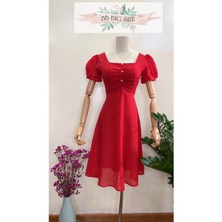 Đầm Tơ màu cổ vuông tay phồng(M27)