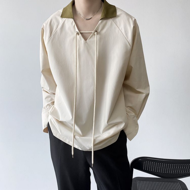 Áo Sơ Mi Tay Dài Dáng Rộng Màu Sắc Tương Phản Thời Trang Mùa Thu Cho Nam