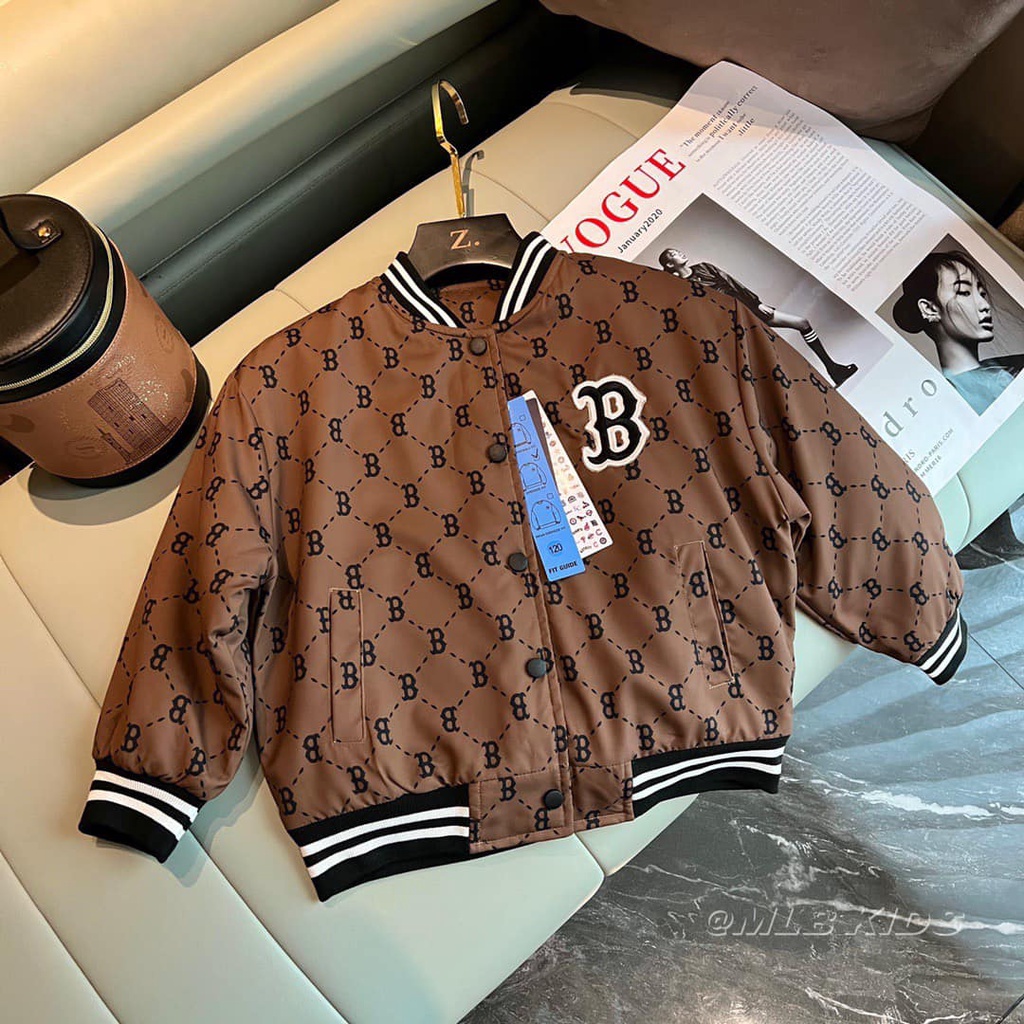 Áo khoác phao bomber họa tiết MLB 10-30kg bé trai bé gái