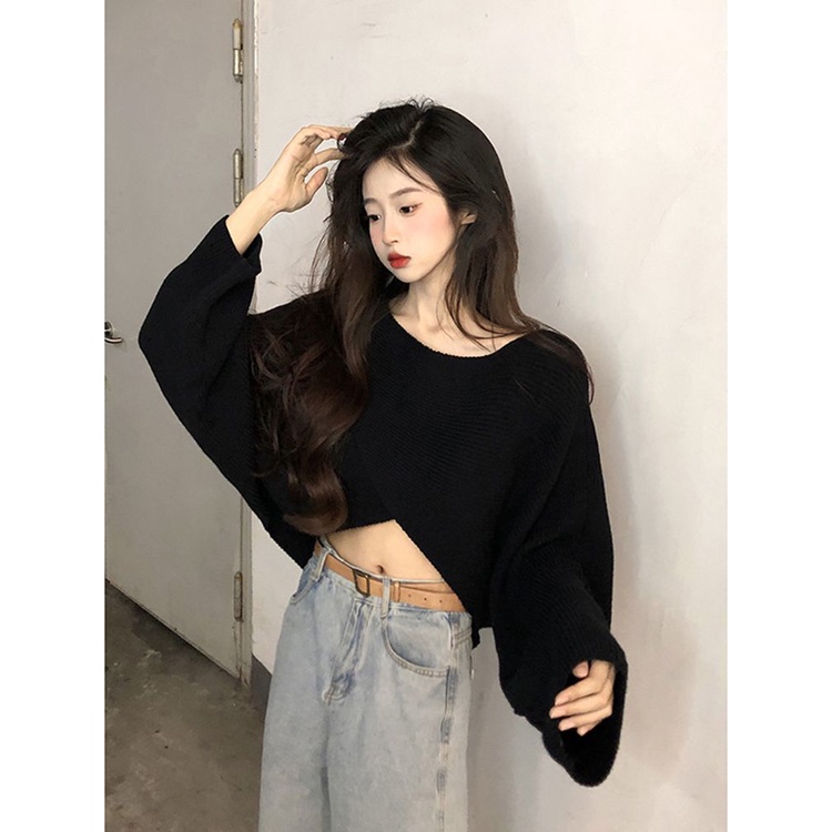 Áo len dáng ngắn Hàn Quốc thời trang dáng rộng