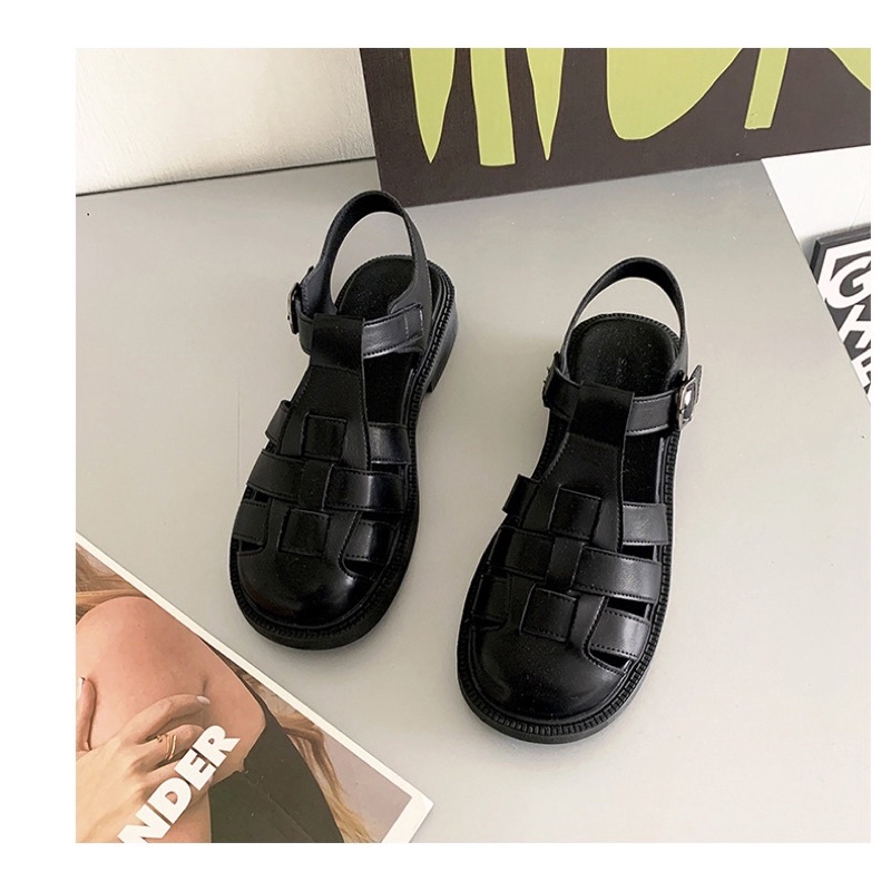 Giày Sandal xăng đan nữ Quai Chữ T quai rọ Thiết Kế Đơn Giản Phong Cách Roman