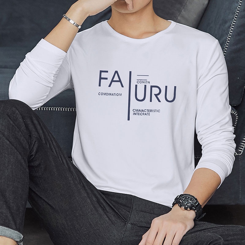 Áo Thun Dài Tay Cổ Tròn Dáng Ôm Trẻ Trung Giản Dị Dành Cho Nam