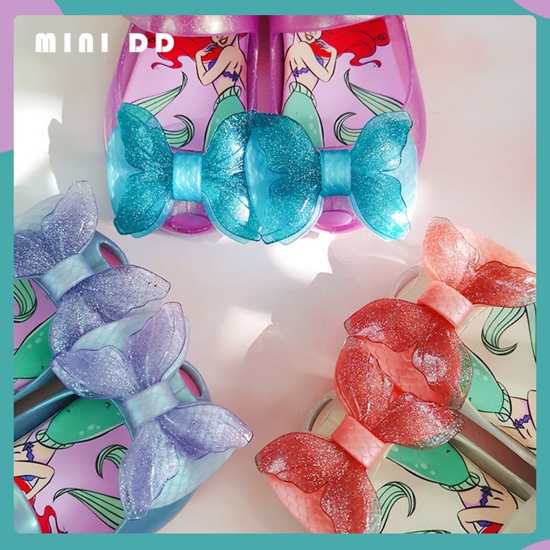 Giày nơ tiên cá nhựa thơm chuẩn hãng MINI DD siêu xinh cho bé gái
