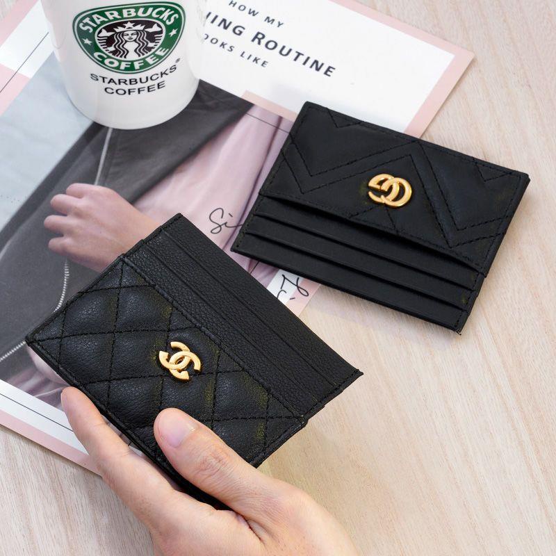 Ví Da CHANEL Siêu Mỏng Đựng Thẻ / Tiền Xu Chống Khử Từ Thiết Kế Đơn Giản Cho Nữ