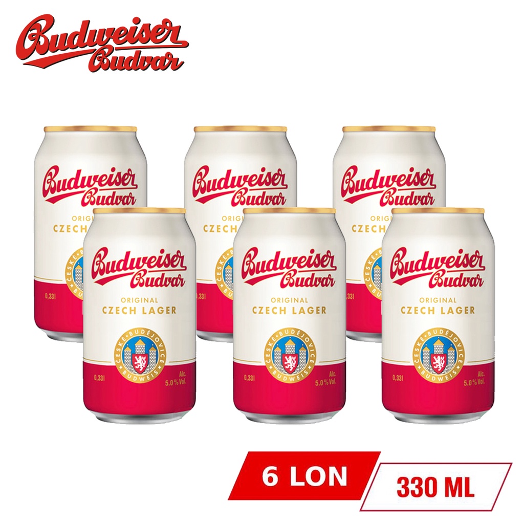 LỐC 6 LON BIA TIỆP BUDWEISER BUDVAR 330ML