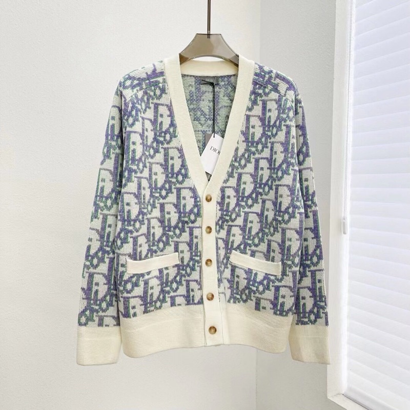Áo khoác len cardigan hoạ tiết full chữ D thời trang thu đông Dior CD cao cấp