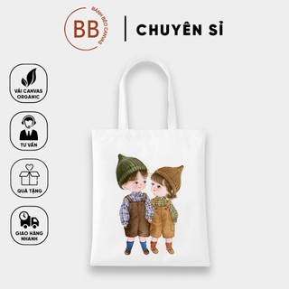 TÚI TOTE VẢI CANVAS CẶP ĐÔI ĐÁNG YÊU