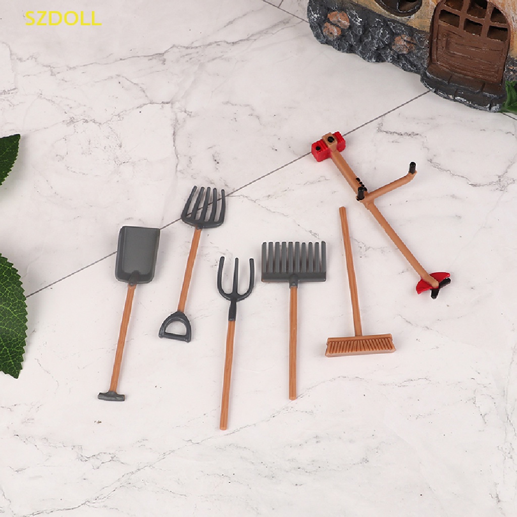 Set 4 / 6 Mô Hình Xe Nông Trại / Xe Đẩy / Đèn Đường Mini Trang Trí Nhà Búp Bê DIY