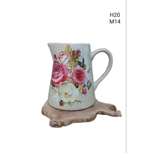 Lọ hoa Bát Tràng, ca cắm hoa họa tiết hoa hồng