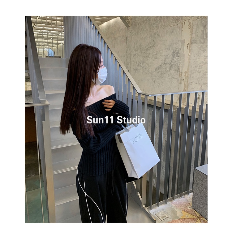 One Áo Sweater Tay Dài Hở Vai Thời Trang Mùa Thu 2022 Dành Cho Nữ Pu