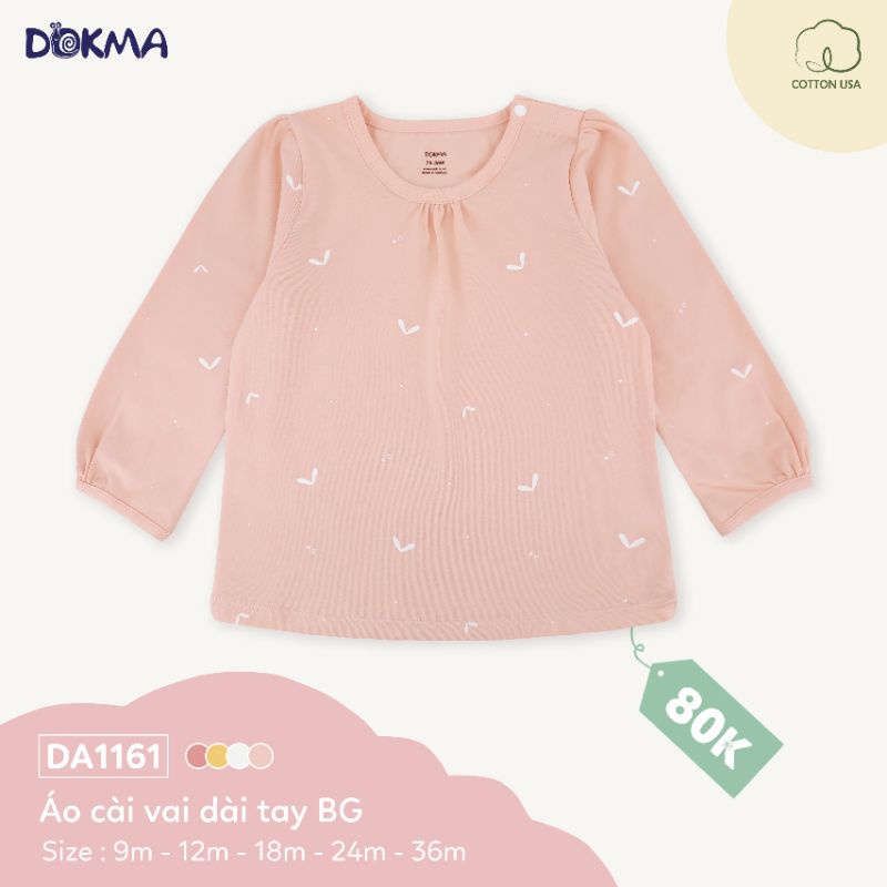Áo thun dài tay cài vai Bé Gái chính hãng Dokma