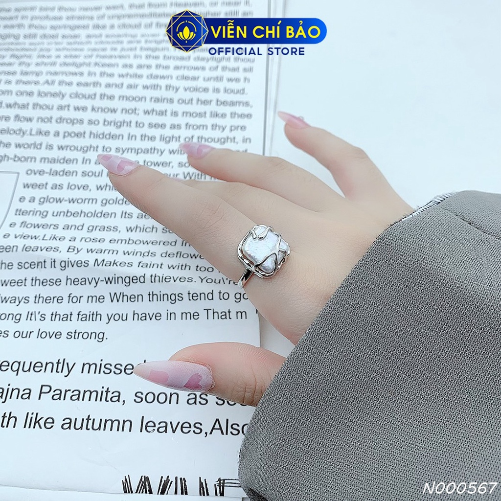Nhẫn bạc nữ Ngọc Trai Vuông chất liệu bạc 925 thời trang phụ kiện trang sức nữ thương hiệu Viễn Chí Bảo N000567