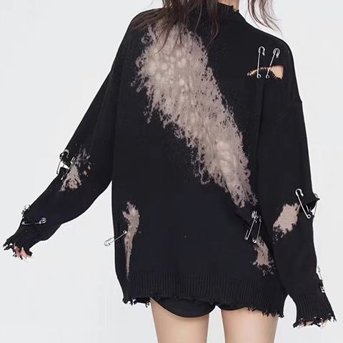 Áo Sweater Dáng Rộng Thiết Kế Rách Phong Cách Mới 2023