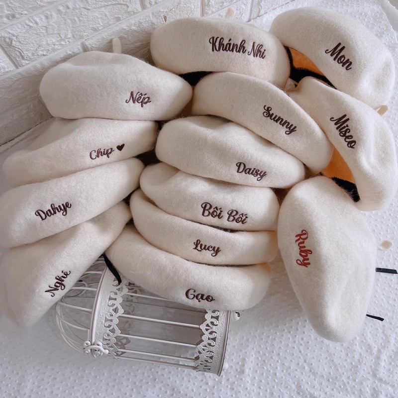 Mũ nồi dạ thêu tên cho bé size 2-6 tuổi