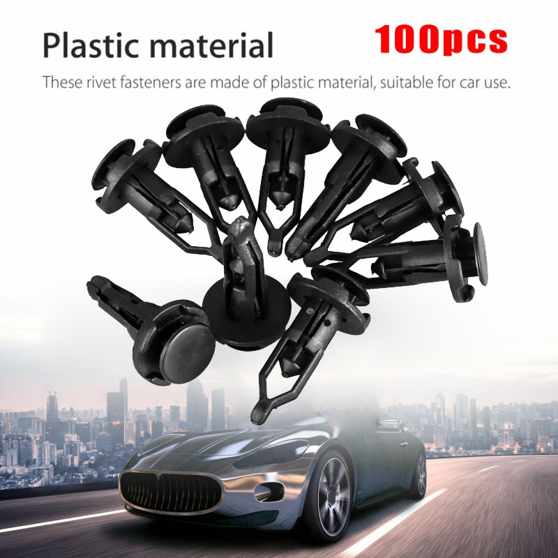Set 100 Đinh Tán Nhựa Màu Đen 9mm Cho Xe Hơi