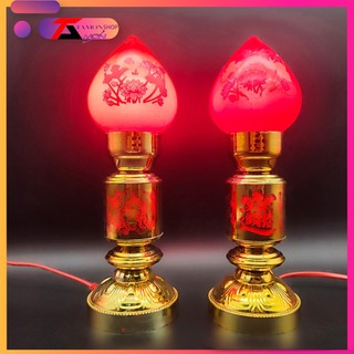 Cặp đào hoa sen búp, đài sen thờ cúng, thờ phật, đèn thờ cúng, bàn thờ gia tiên )