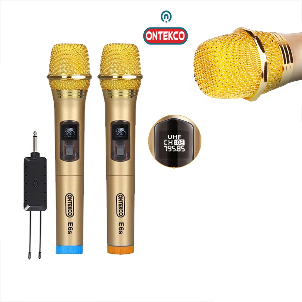 Micro karaoke không dây cao cấp ONTEKCO E6| E6s mẫu mới tích hợp màn hình led chuyên nghiệp công nghệ mới 2023