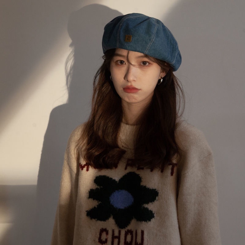 Mũ Beret Denim Phong Cách Retro Nhật Bản Cho Nữ
