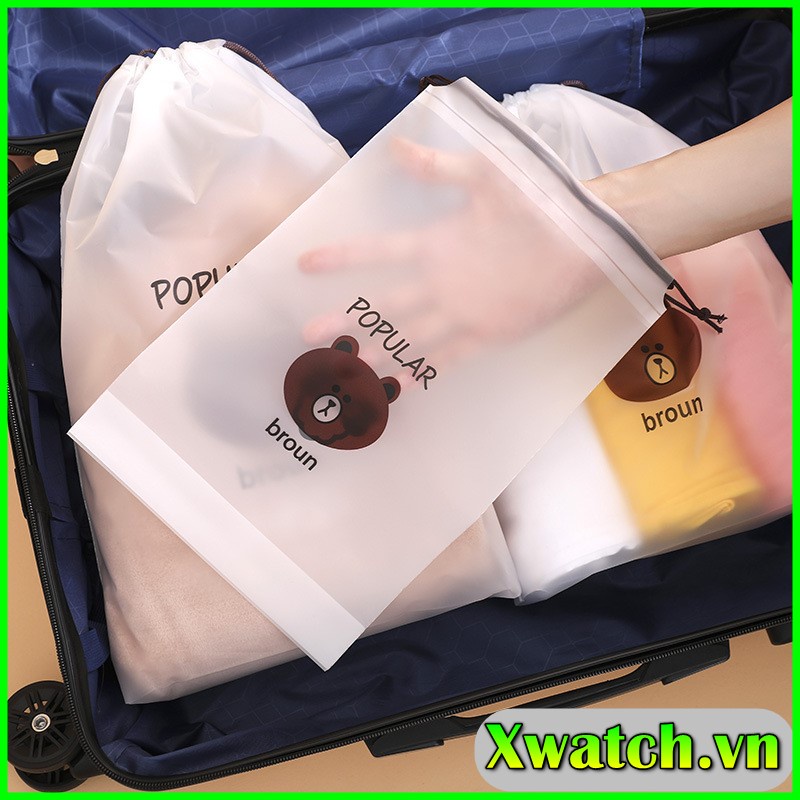 Túi đựng đồ đa năng dây rút chống thấm hình Gấu Brown