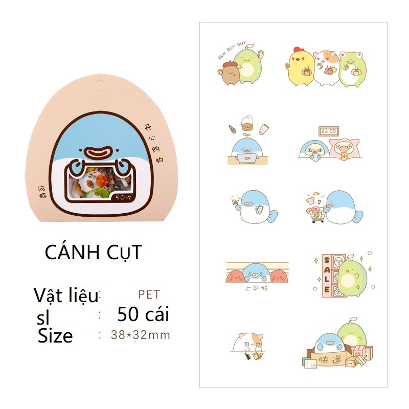 Trọn bộ set 50 Sticker 1 túi chibi chống nước dán laptop, điện thoại, đàn guitar, mũ bảo hiểm, vali. SKU0059