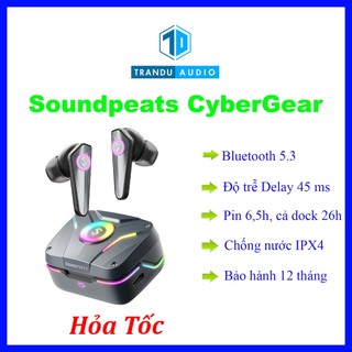 Tai nghe true wireless gaming soundpeats cybergear, đèn led 4 màu, độ trễ 45ms, bảo hành 12 tháng | trần du audio