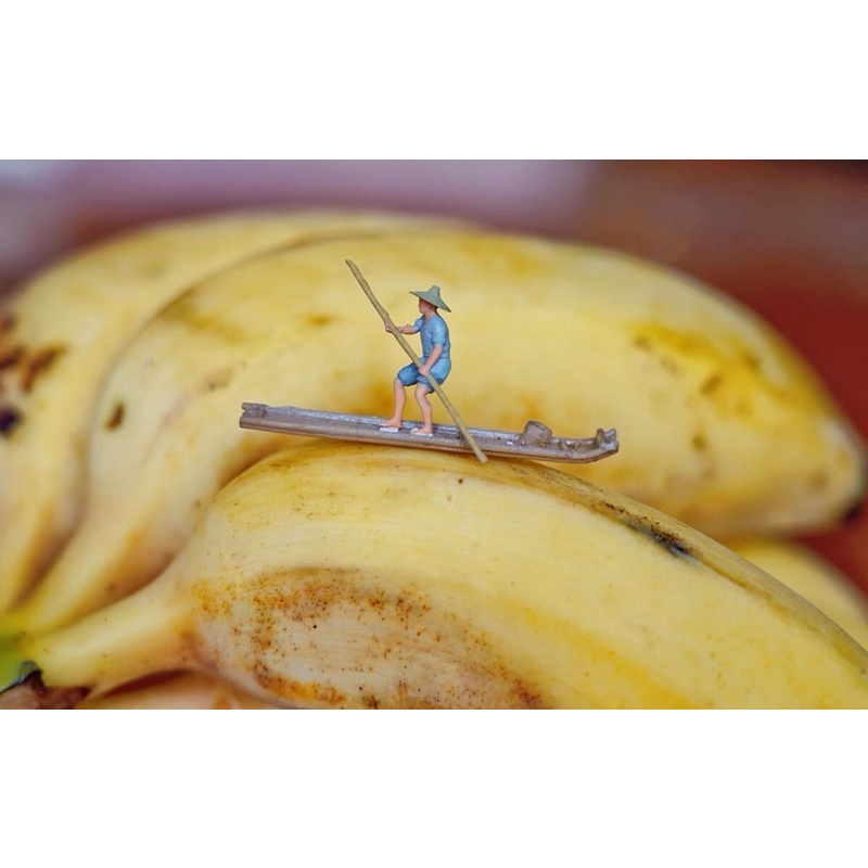 Người chèo bè Tre qua sông tỉ lệ: 1:64 Tượng phối tiểu cảnh, hòn non bộ, mô hình, phối lũa cây, phối đá cảnh, suiseki