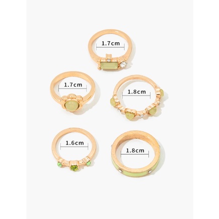 Set nhẫn 5 chiếc tone xanh ngọc