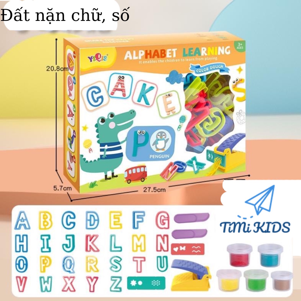 Đất nặn tạo hình số và chữ an toàn cho bé chất liệu bột mì không dính tay kích thích sáng tạo