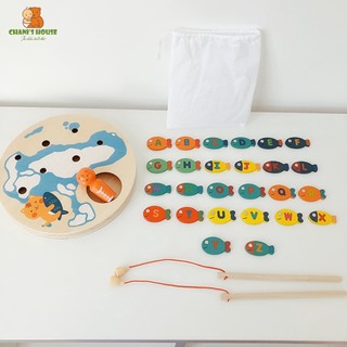 ĐỒ CHƠI MÈO CÂU CÁ KẾT HỢP HỌC BẢNG CHỮ CÁI BẰNG GỖ