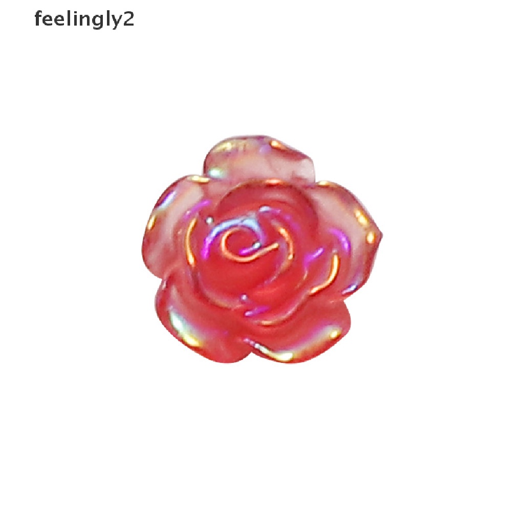 Bộ 50 Hạt Nhựa Hình Hoa Trà 3D 4 Màu Thay Đổi Đáy Phẳng Trang Trí Móng Tay Nghệ Thuật