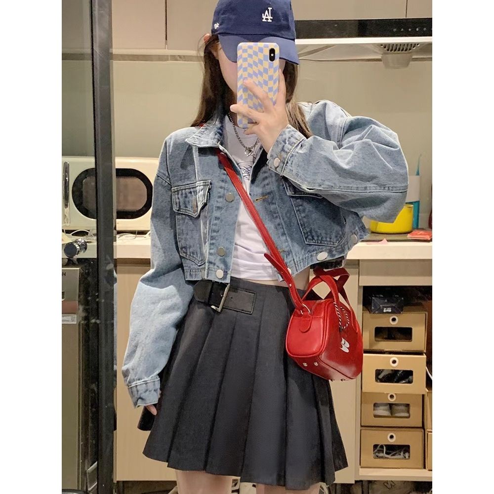 Áo Khoác Denim Hai Lớp Có Thể Tháo Rời Thiết Kế Retro Mỹ Hàng Mới 2022 Dành Cho Bạn Nữ