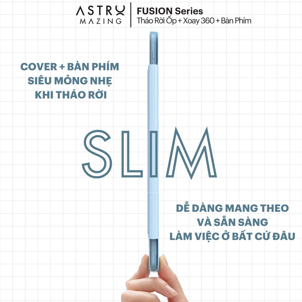 [Tháo rời ốp + Xoay 360] Bao da bàn phím AstroMazing tích hợp trackpad, ốp nam châm dành cho iPad Pro 11 Air 4 5