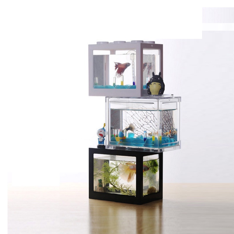 Bể Cá mini Để Bàn Bằng Nhựa Có Đèn Chiếu Sáng