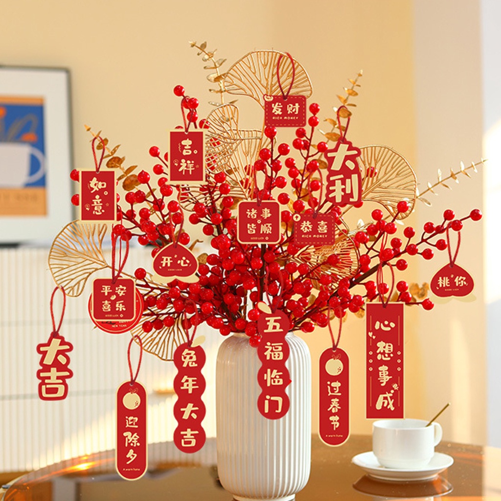 1 Bộ Thẻ Giấy Treo Thủ Công DIY Họa Tiết Thỏ Phong Cách Trung Hoa 2023