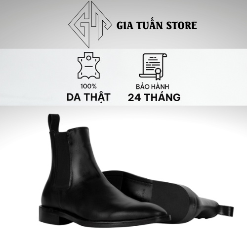 Giày da nam Chelsea boot kiểu giày tây nam công sở cao cổ làm từ da bò nguyên tấm cao cấp GIATUAN