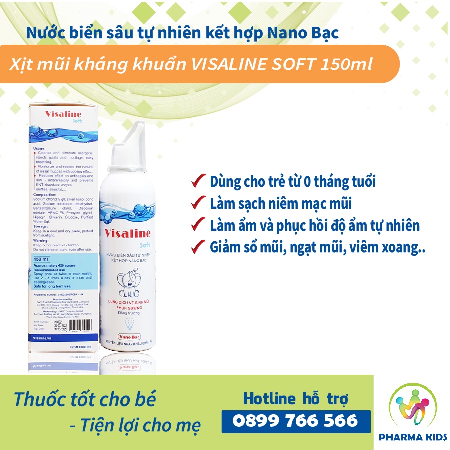 Xịt mũi kháng khuẩn VISALINE SOFT 150ml
