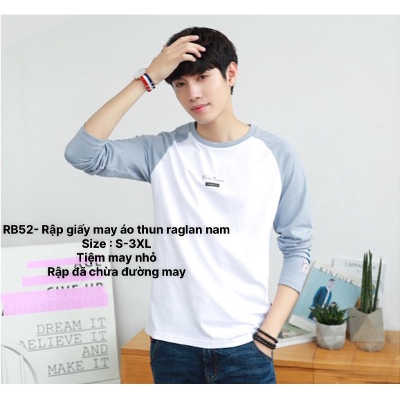 RB52_Rập giấy may áo thun raglan dài tay nam
