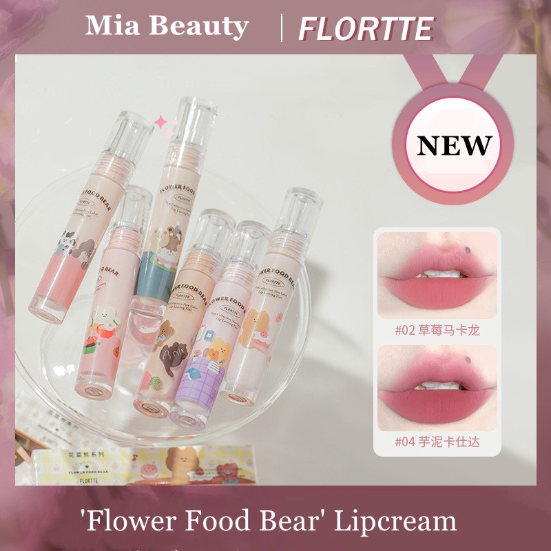 Son Môi Nhung Lì Flortte Hình Bánh Gấu Và Hoa Xinh Xắn