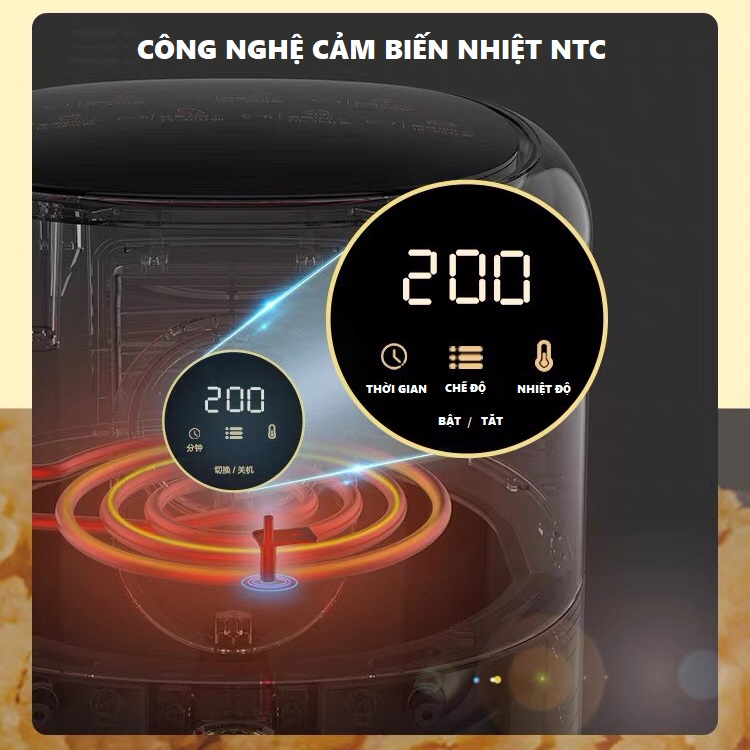Nồi Chiên Không Dầu Bear 3 Lít - 3.5 Lít, Màn Hình Cảm Ứng, Bảo Hành 12 Tháng