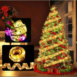 Dây đèn led ruy băng 2-4-5m/20-40-50 bóng trang trí dùng pin aa