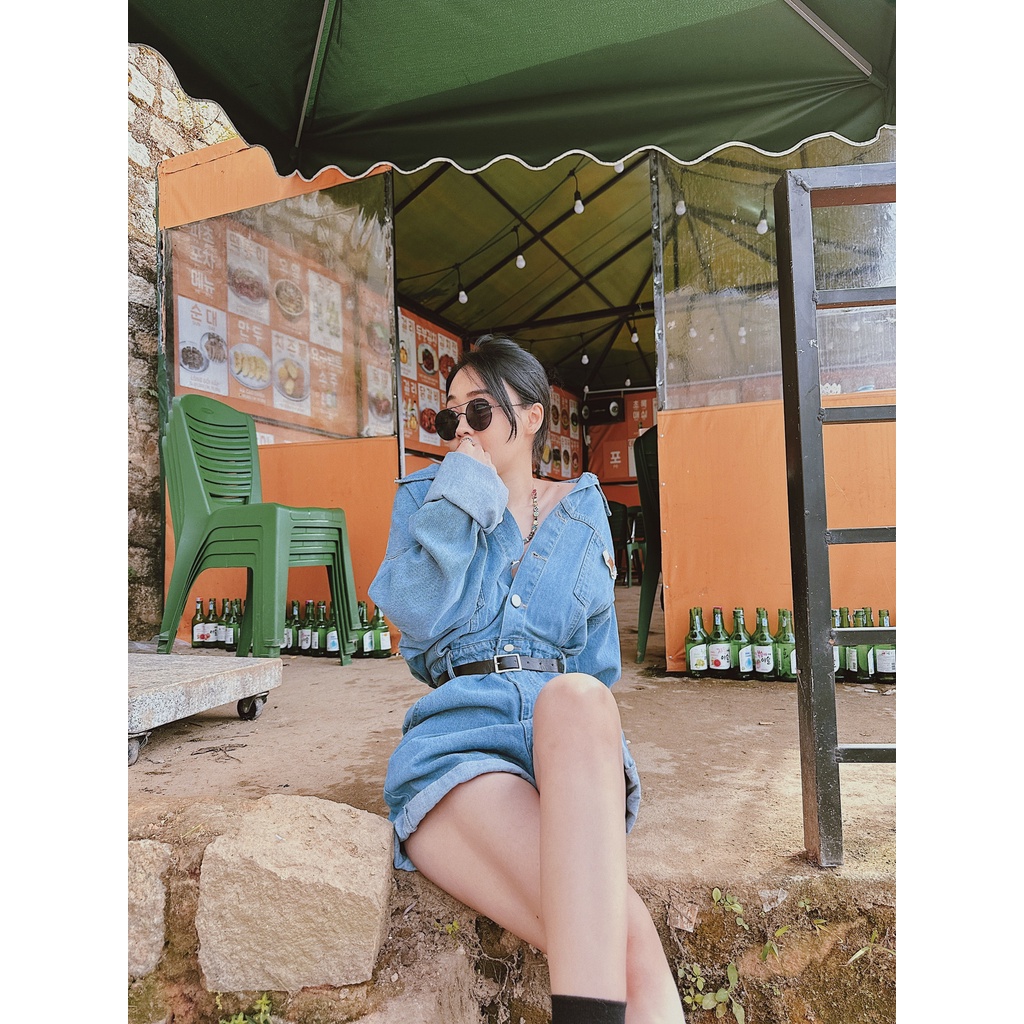 Jum jean tay dài kèm be.lt da