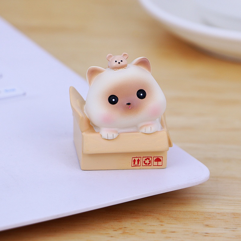 Set mèo mun ôm cá,uống cafe đáng yêu chất liệu PVC làm mô hình trang trí bàn làm việc, góc học tập, quà tặng-HO08