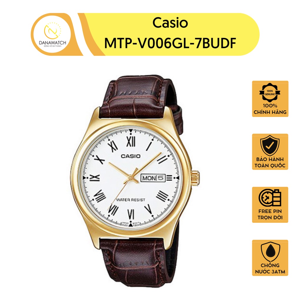 Đồng hồ Casio Nam chính hãng Casio Nhật Bản MTP-V006GL-7BUDF dây da chính hãng thép không gỉ chống nước tốt